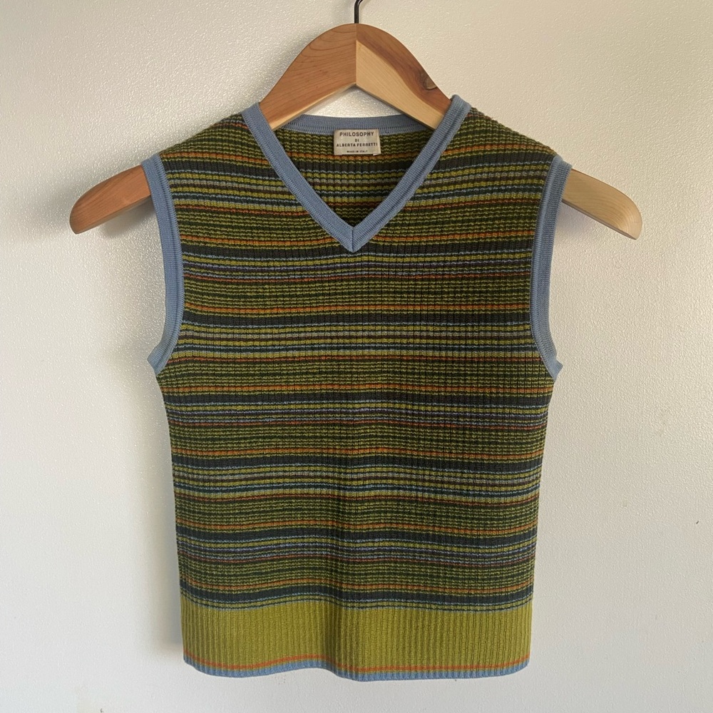 Italian Striped Wool Vest Philosophy Alberta Ferretti